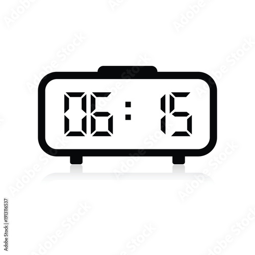 Quarter past six digital clockface symbol with bold numbers for high contrast mobile application UI