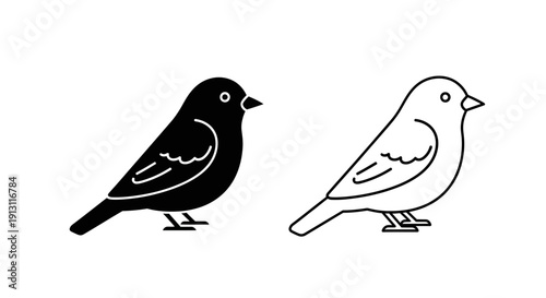 Black and white bird illustration, minimalist bird drawing, simple bird sketch Vector