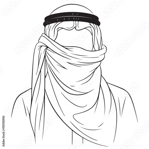 Traditional Arab Man Wearing Keffiyeh and Ghutra