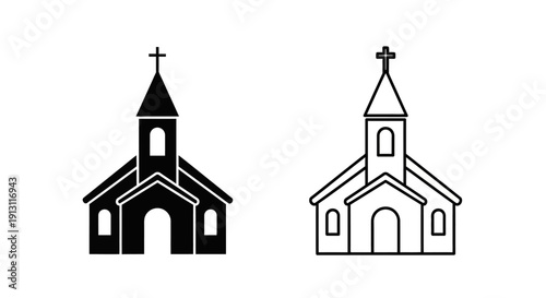 Minimalist church icon design, simple church building illustration, vector church symbol Vector