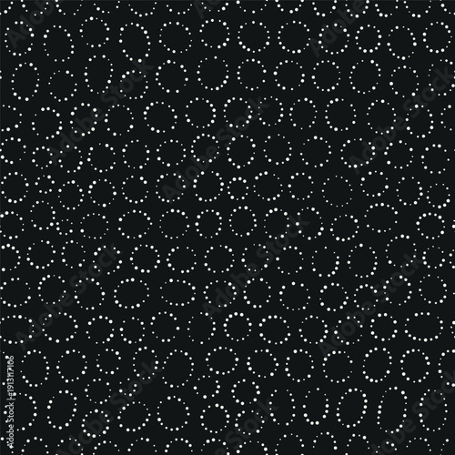 Vector seamless pattern. Rounded dotted organic shapes. Stylish smooth elements. Natural dotted rings. Hand made abstract background. Can be used as a swatch. Monochrome smooth spotty print.