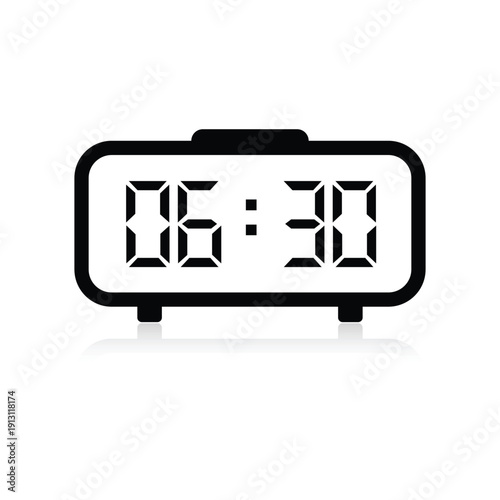 Half past six digital alarm clock icon showing morning wake up time for daily routine apps