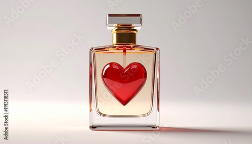 Luxury Perfume Bottle with Red Heart Design.