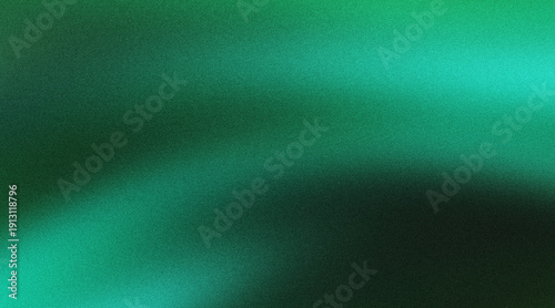 Emerald green wave pattern transitioning into dark gradient surface with grainy noise texture.