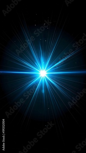 Radiant Blue Light Burst with Dotted Rays on Dark Background