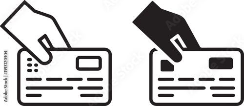 Swipe card icons in trendy flat style