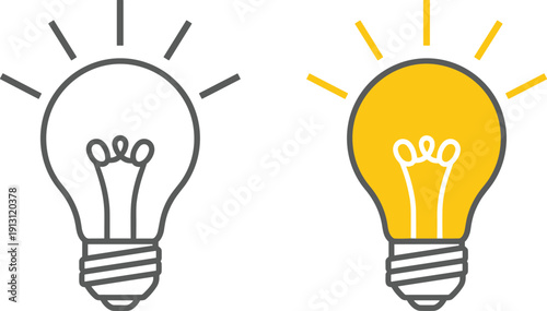 Light bulb line icon, electric lamp idea symbol, energy solution vector illustration, creative innovation sign isolated on white background.