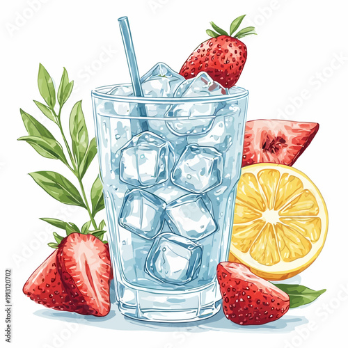 cool drink with ice very fresh