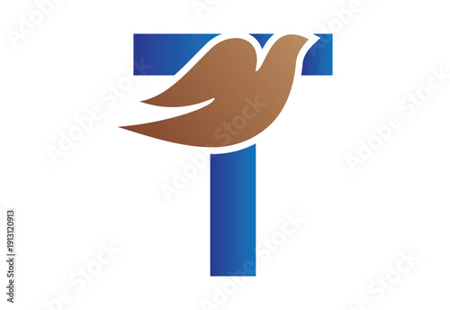 Intel latter T dove silhouette logo style illustration