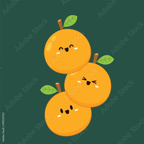 Photos Mandarin orange character vector - illustration