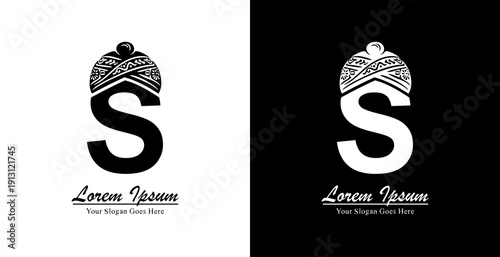 The S letter logo design is combined with a blangkon