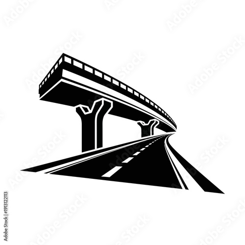 Modern Highway Overpass and Roadway.