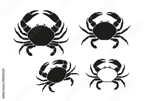 Set of Four Crab Silhouettes.