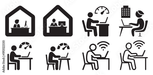 High speed internet and remote work performance icons for home office. vector illustration eps 10