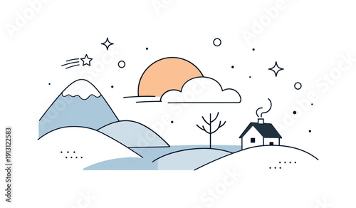 Late winter color palette. A calm abstract scene with soft muted colors inspired by late winter skies and snow, gently blending shapes to