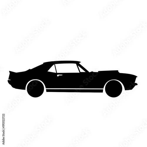Silhouette of a classic American muscle car.