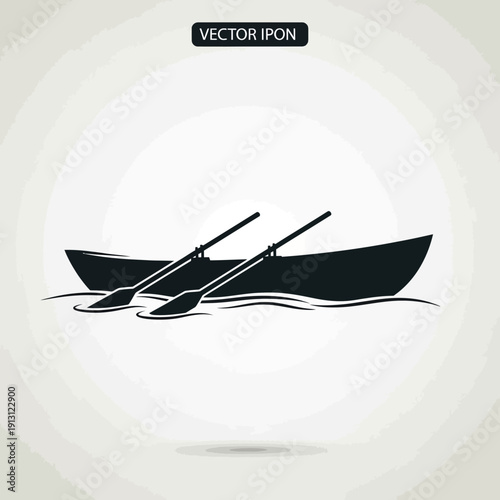 Rowboat with Oars Vector Icon.
