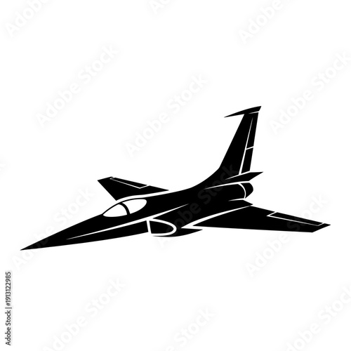 Silhouette of a Modern Fighter Jet Aircraft.