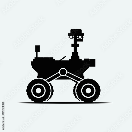 Silhouette of a Mars Rover on a Light Blue Background.