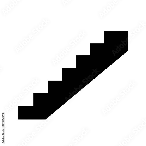 Simple Black Staircase Icon.