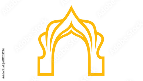 Golden Archway Design Element with Intricate Details and Symmetrical Structure.