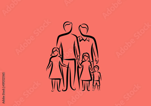Stylized illustration of a samesex couple with two children.