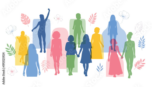 A group of people in different colors are standing together