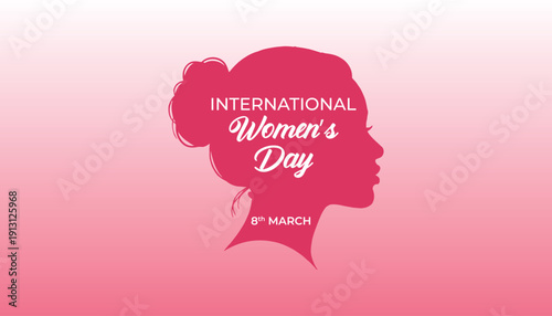 International women's day logo with pink background