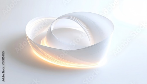 Elegant White Paper Heart with Golden Glow - A Symbol of Love.