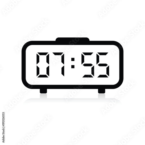 Contemporary electronic timepiece icon displaying five minutes to eight for early bird professional work habits