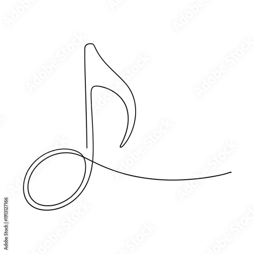 Simple line drawing of a musical note on a white background