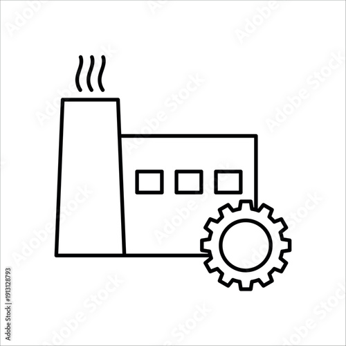 icon a manufacturer factory building with mechanical gear, isolated against a clean background.