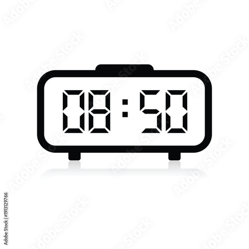Professional digital clockface icon with ten minutes to nine display ideal for business start time alerts