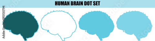 Human brain dot set silhouette brain dots illustration