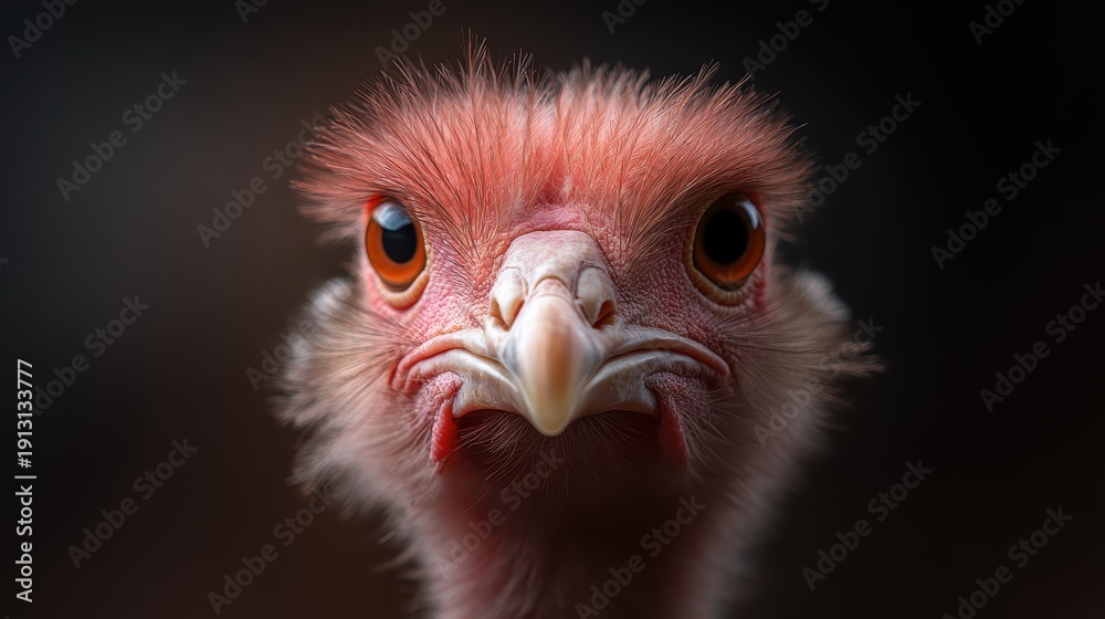 Fototapeta premium A close-up portrait of a vibrant bird with striking features and intense colors, exhibiting a range of emotions and showcasing the breathtaking beauty of avian life in nature.