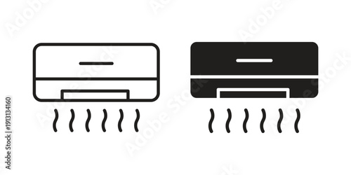 Air conditioner icon with editable stroke and solid design vectors