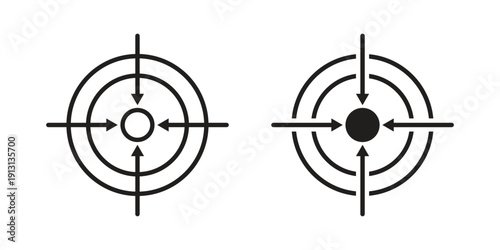 Bullseye pointer icon with editable stroke and solid design vectors