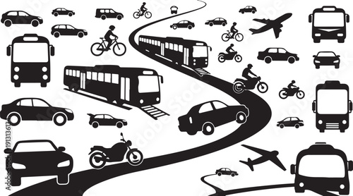Transportation Modes and Vehicles on a Winding Roadway System