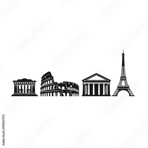 Famous Landmarks Collection Silhouette.
