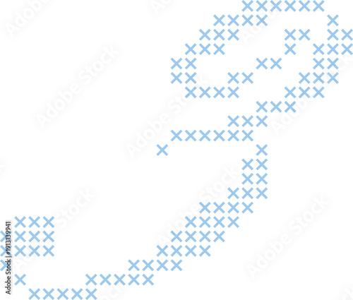 Cross Stitch Style Calligraphy Alphabet With Cursive Script Number 3 Elegant Vintage Hand Lettered Typography Font Illustration