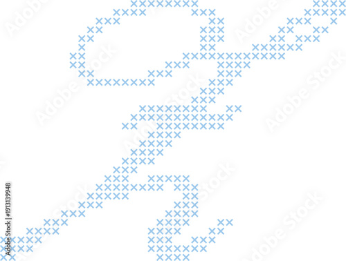 Cross Stitch Style Calligraphy Alphabet With Cursive Script Letter Z Elegant Vintage Hand Lettered Typography Font Illustration