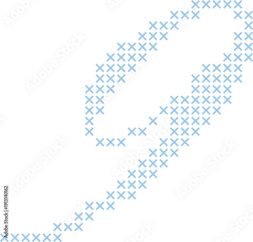 Cross Stitch Style Calligraphy Alphabet With Cursive Script Number 9 Elegant Vintage Hand Lettered Typography Font Illustration