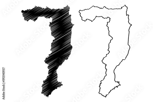 Sainyabuli Province (Lao People's Democratic Republic, Muang Lao, Provinces of Laos) map vector illustration, scribble sketch Xayabuli map