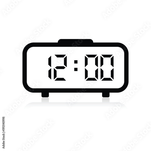 12:00 clock icon line design for twelve o'clock noon midnight time scheduling and deadline.