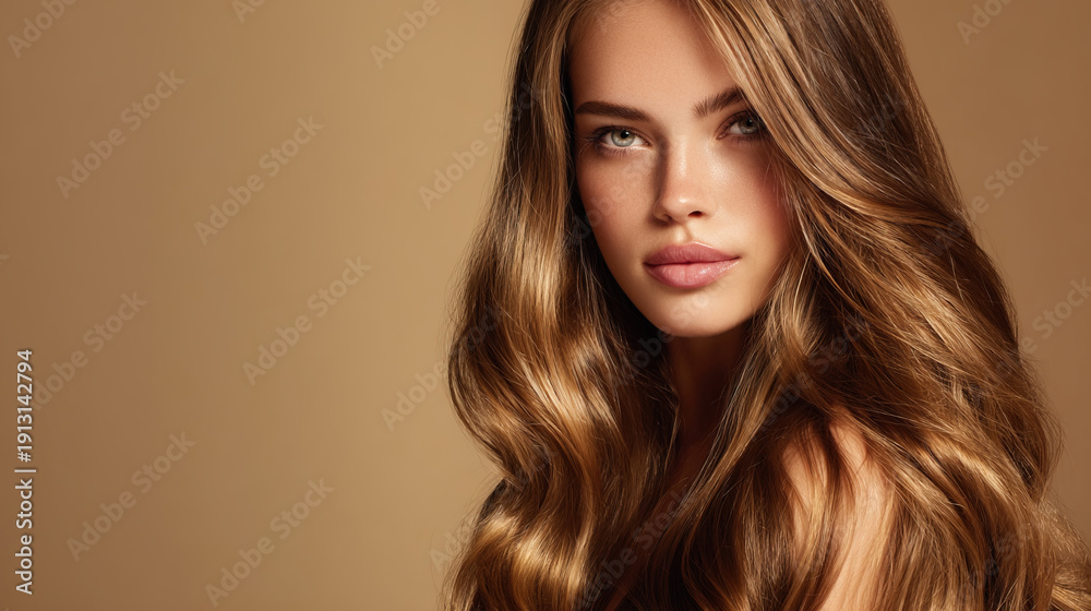 Fototapeta premium Natural hair care portrait, woman with curls