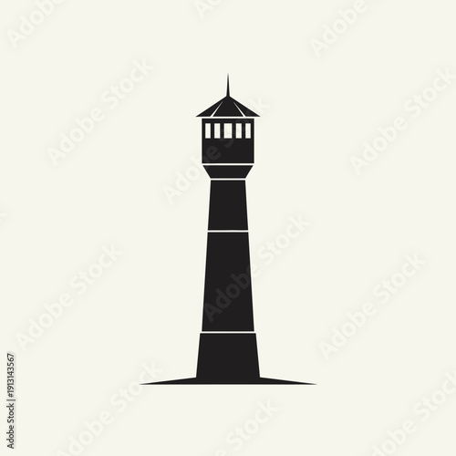 Black silhouette of a tall tower against a light background.