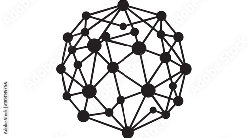 Complex network structure with interconnected nodes and lines forming a circular pattern symbolizing connection and unity.