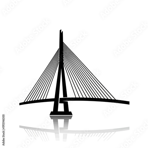 Modern CableStayed Bridge Silhouette.