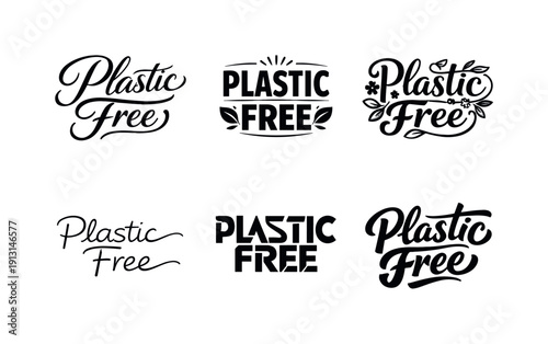 Plastic alternative brand lettering. Set lettering. harmonious lettering variations of the same emblematic concept, each with different