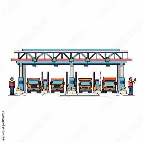 Fuel Trucks at Gas Station with Attendants.
